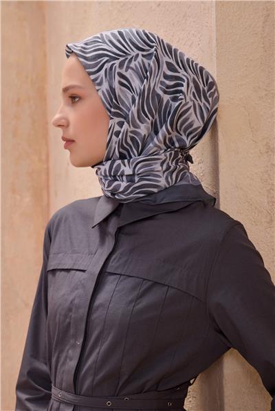 BELLİ ÇİÇEK DESEN PREMIUM SOFT GRİ EŞARP 8