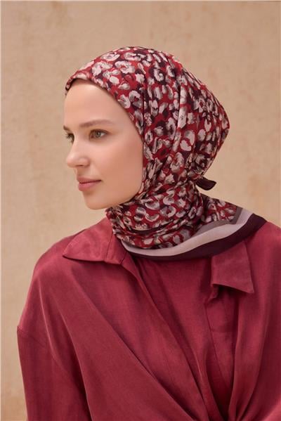 BELLİ LEOPAR DESEN PREMIUM SOFT BORDO EŞARP 13