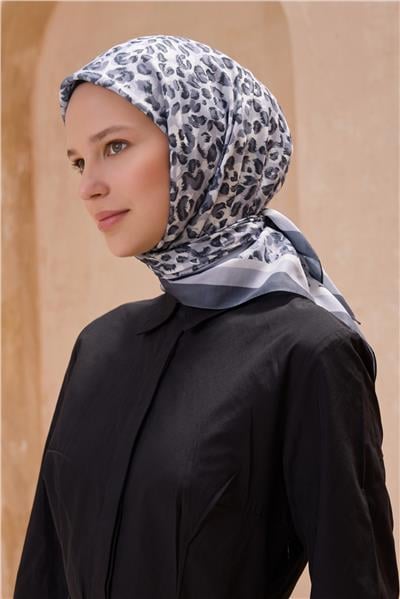 BELLİ LEOPAR DESEN PREMIUM SOFT GRİ EŞARP 13