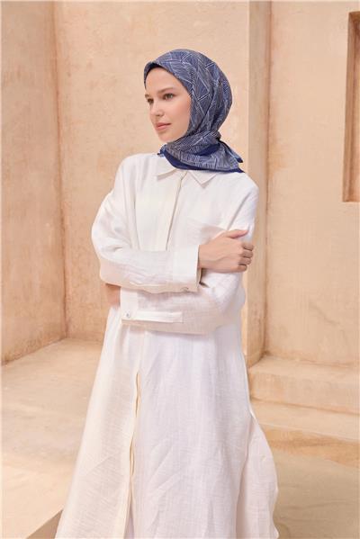 BELLİ GEOMETRİK DESEN PREMIUM SOFT LACİVERT EŞARP 10