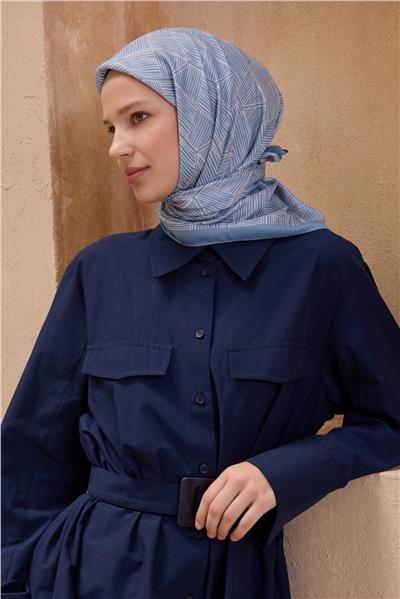 BELLİ GEOMETRİK DESEN PREMIUM SOFT BUZ MAVİSİ EŞARP 10