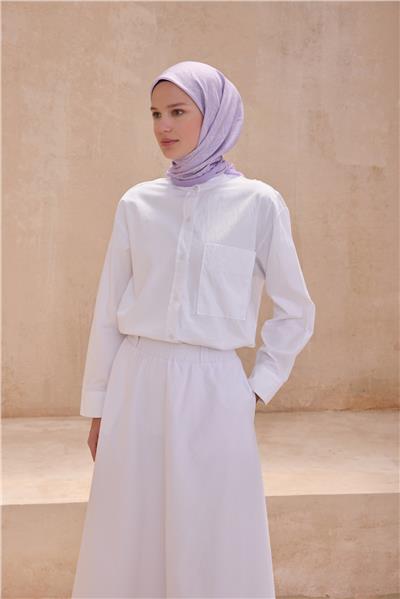 BELLİ GEOMETRİK DESEN PREMIUM SOFT LİLA EŞARP 10