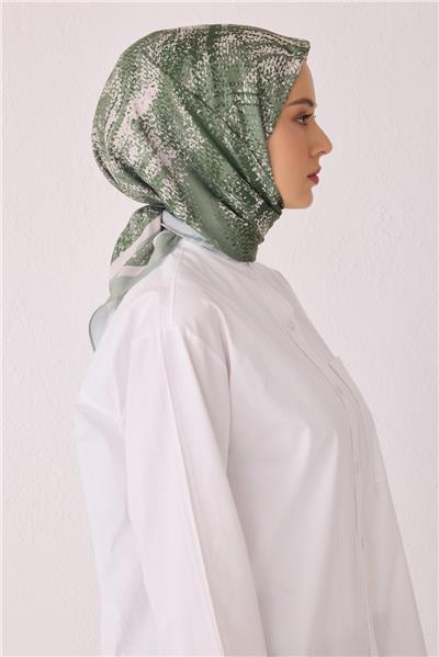 BELLİ ÇİÇEK DESEN PREMIUM SOFT YEŞİL EŞARP 2