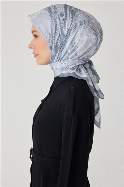 BELLİ ÇİÇEK DESEN PREMIUM SOFT GRİ EŞARP 2