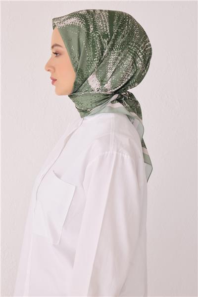 BELLİ ÇİÇEK DESEN PREMIUM SOFT YEŞİL EŞARP 2