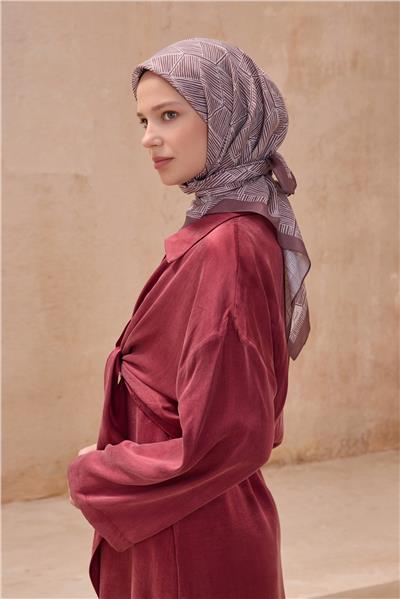 BELLİ GEOMETRİK DESEN PREMIUM SOFT GÜL KURUSU EŞARP 10