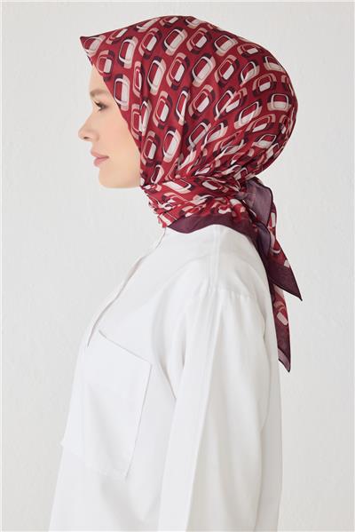 BELLİ GEOMETRİK DESEN PREMIUM SOFT BORDO EŞARP 3