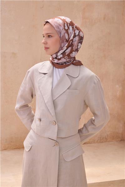 BELLİ ÇİÇEK DESEN PREMIUM SOFT TABA EŞARP 7