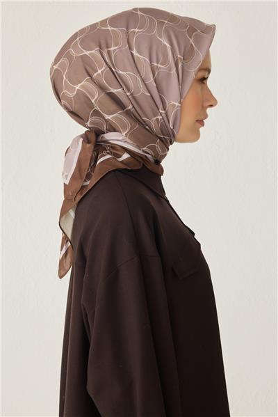 BELLİ DALGALI DESEN PREMIUM SOFT KAHVE EŞARP 1