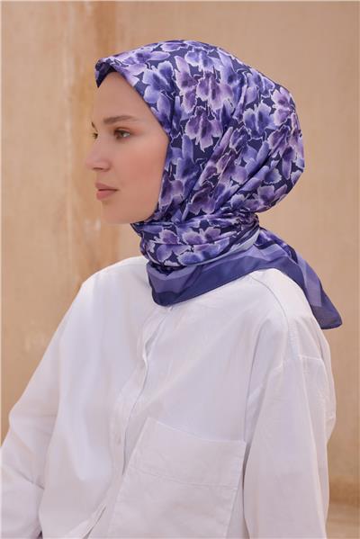 BELLİ ÇİÇEK DESEN PREMIUM SOFT MOR EŞARP 11