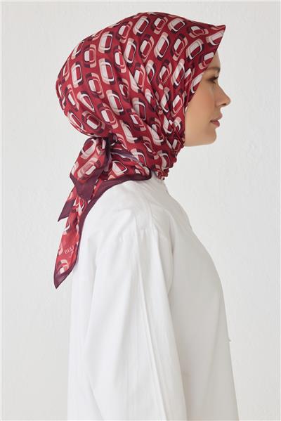 BELLİ GEOMETRİK DESEN PREMIUM SOFT BORDO EŞARP 3