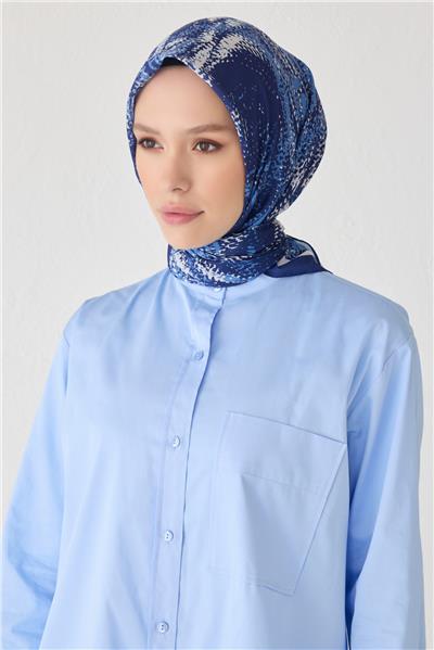 BELLİ ÇİÇEK DESEN PREMIUM SOFT LACİVERT EŞARP 2