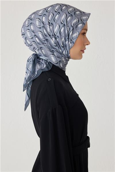 BELLİ GEOMETRİK DESEN PREMIUM SOFT GRİ EŞARP 3