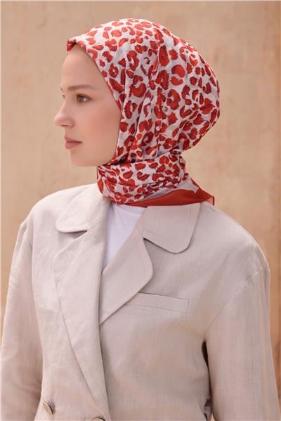 BELLİ LEOPAR DESEN PREMIUM SOFT KIRMIZI EŞARP 13