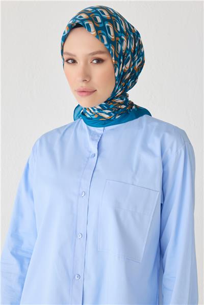 BELLİ GEOMETRİK DESEN PREMIUM SOFT PETROL EŞARP 3