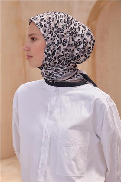 BELLİ LEOPAR DESEN PREMIUM SOFT SİYAH BEYAZ EŞARP 13