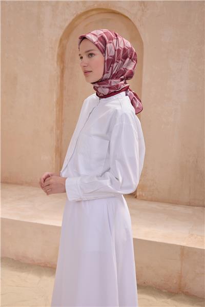 BELLİ GEOMETRİK DESEN PREMIUM SOFT BORDO EŞARP 14