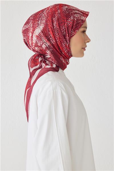 BELLİ ÇİÇEK DESEN PREMIUM SOFT KIRMIZI EŞARP 2