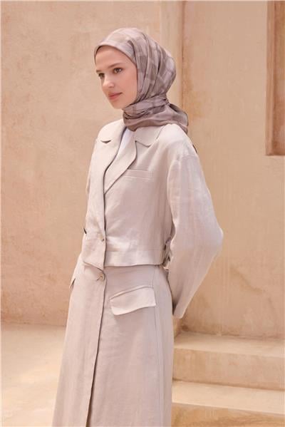 BELLİ GEOMETRİK DESEN PREMIUM SOFT GÜL KURUSU EŞARP 14