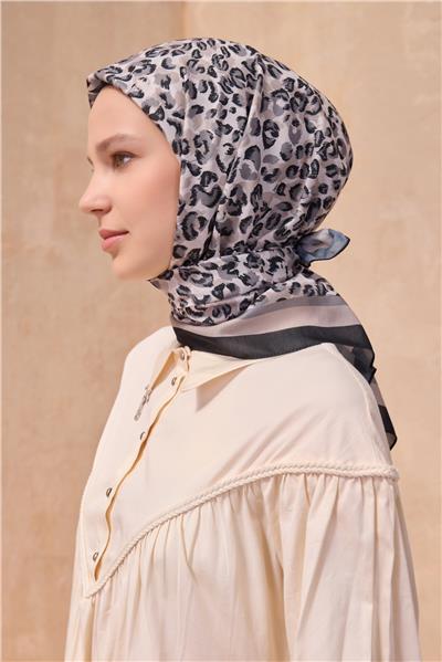 BELLİ LEOPAR DESEN PREMIUM SOFT SİYAH BEYAZ EŞARP 13