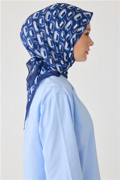 BELLİ GEOMETRİK DESEN PREMIUM SOFT LACİVERT EŞARP 3