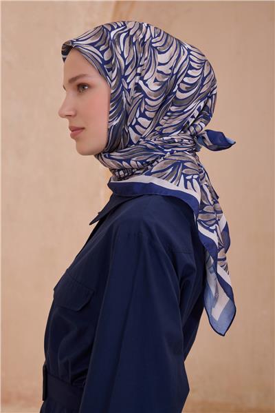 BELLİ ÇİÇEK DESEN PREMIUM SOFT LACİVERT EŞARP 8