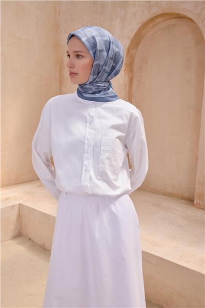 BELLİ GEOMETRİK DESEN PREMIUM SOFT GRİ EŞARP 14