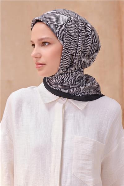 BELLİ GEOMETRİK DESEN PREMIUM SOFT LACİVERT EŞARP 10