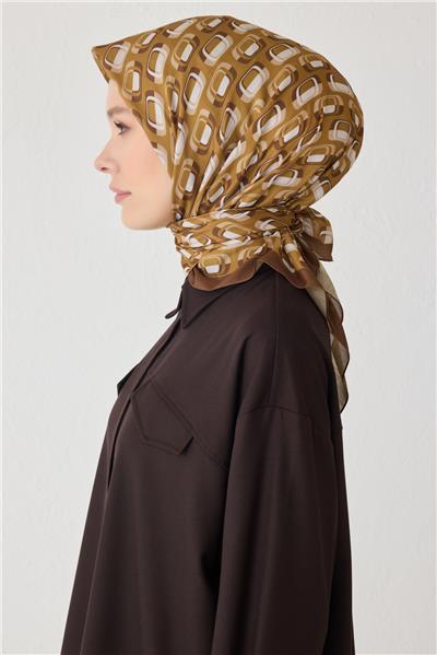 BELLİ GEOMETRİK DESEN PREMIUM SOFT HARDAL EŞARP 3