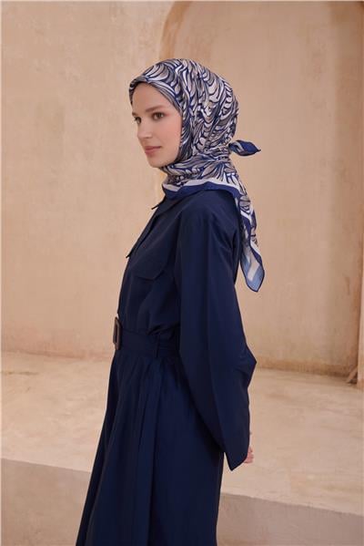 BELLİ ÇİÇEK DESEN PREMIUM SOFT LACİVERT EŞARP 8