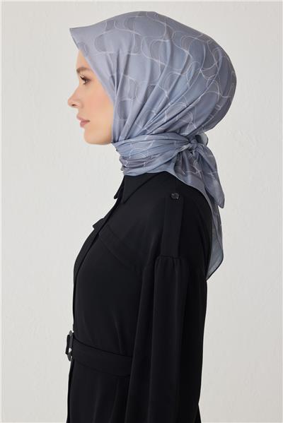BELLİ DALGALI DESEN PREMIUM SOFT GRİ EŞARP 1