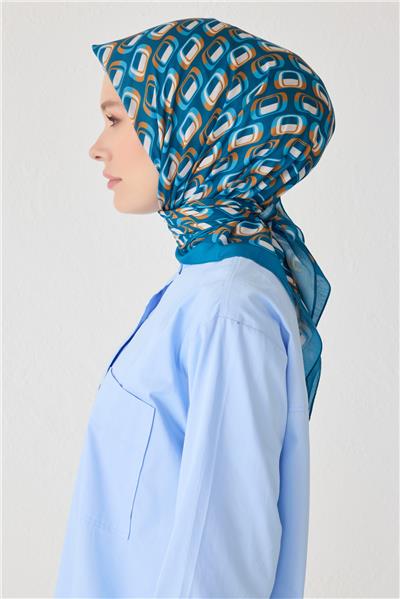 BELLİ GEOMETRİK DESEN PREMIUM SOFT PETROL EŞARP 3