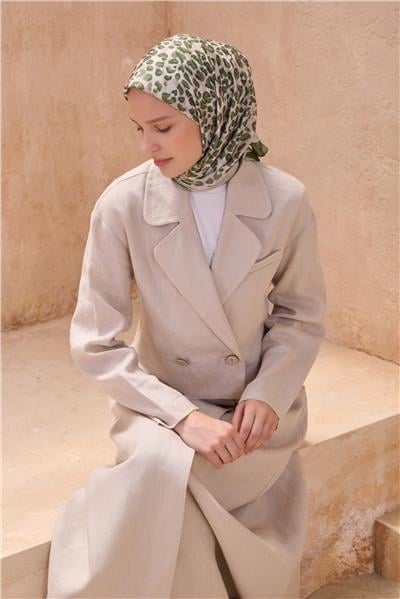 BELLİ LEOPAR DESEN PREMIUM SOFT YEŞİL EŞARP 13