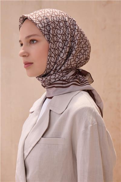 BELLİ GEOMETRİK DESEN PREMIUM SOFT KIZIL KAHVE EŞARP 12