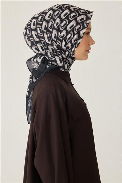 BELLİ GEOMETRİK DESEN PREMIUM SOFT SİYAH EŞARP 3