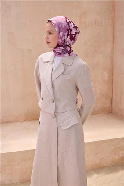 BELLİ ÇİÇEK DESEN PREMIUM SOFT FUŞYA EŞARP 7