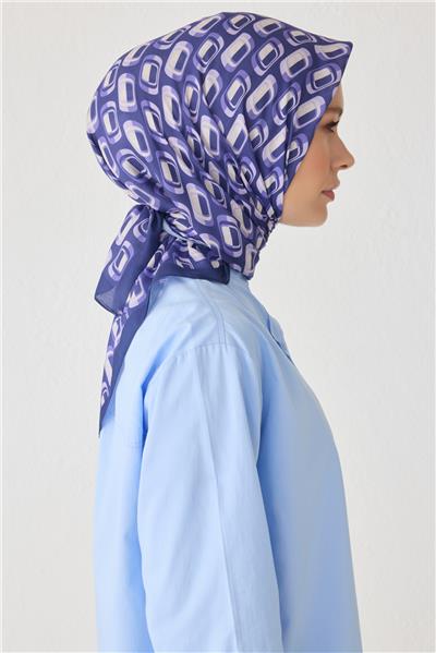 BELLİ GEOMETRİK DESEN PREMIUM SOFT MOR EŞARP 3