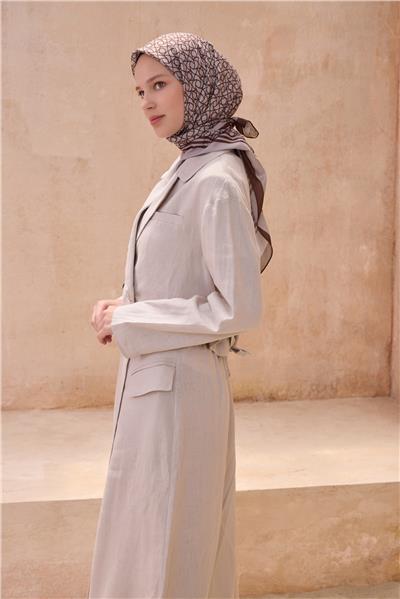 BELLİ GEOMETRİK DESEN PREMIUM SOFT KIZIL KAHVE EŞARP 12