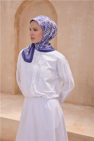 BELLİ ÇİÇEK DESEN PREMIUM SOFT MOR EŞARP 8