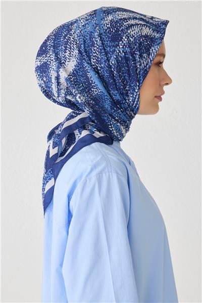 BELLİ ÇİÇEK DESEN PREMIUM SOFT LACİVERT EŞARP 2