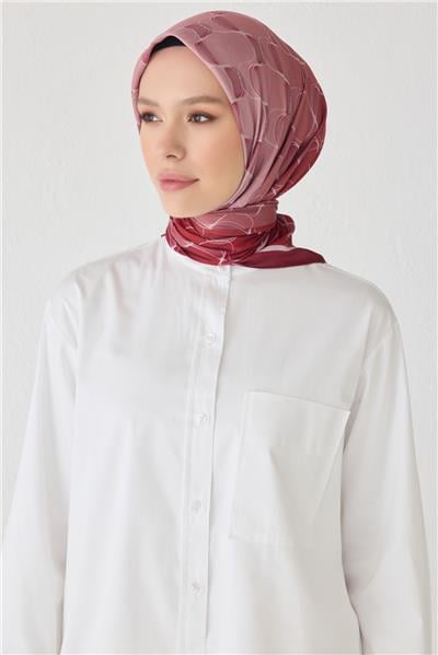 BELLİ DALGALI DESEN PREMIUM SOFT KIRMIZI EŞARP 1