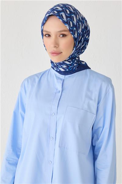 BELLİ GEOMETRİK DESEN PREMIUM SOFT LACİVERT EŞARP 3