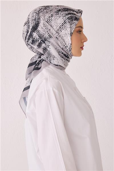 BELLİ ÇİÇEK DESEN PREMIUM SOFT SİYAH BEJ EŞARP 2