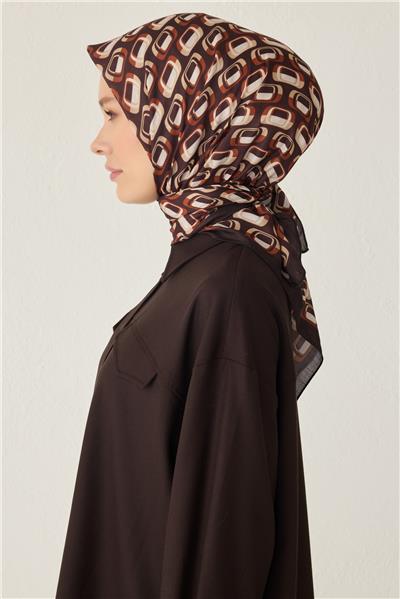 BELLİ GEOMETRİK DESEN PREMIUM SOFT KAHVE EŞARP 3