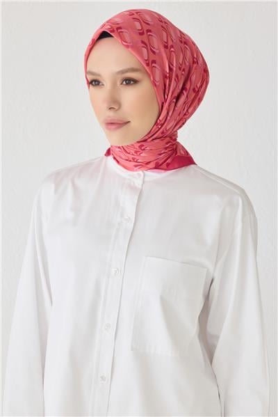 BELLİ GEOMETRİK DESEN PREMIUM SOFT PEMBE EŞARP 3
