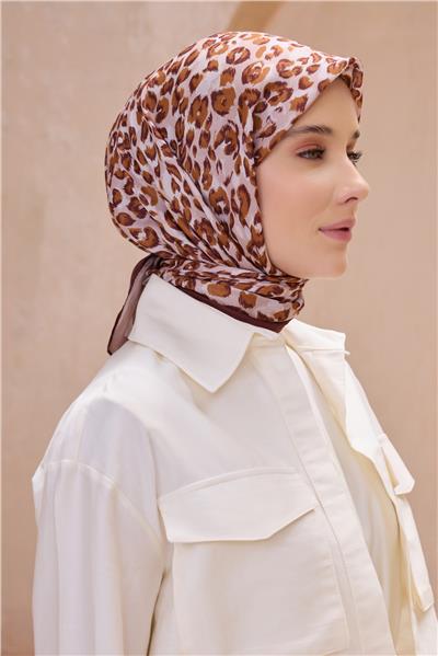 BELLİ LEOPAR DESEN PREMIUM SOFT TABA EŞARP 13