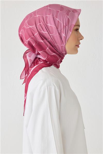 BELLİ DALGALI DESEN PREMIUM SOFT FUŞYA EŞARP 1