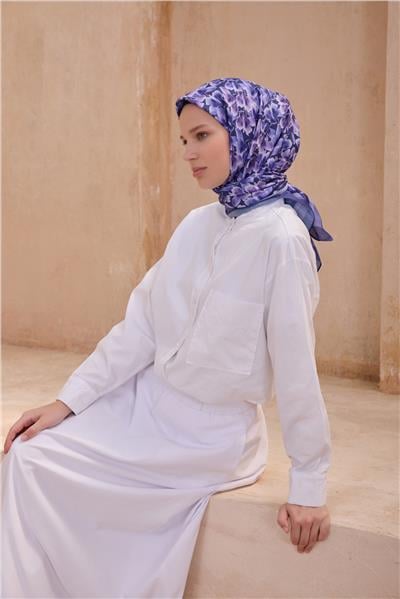 BELLİ ÇİÇEK DESEN PREMIUM SOFT MOR EŞARP 11