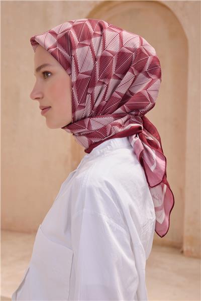 BELLİ GEOMETRİK DESEN PREMIUM SOFT BORDO EŞARP 14