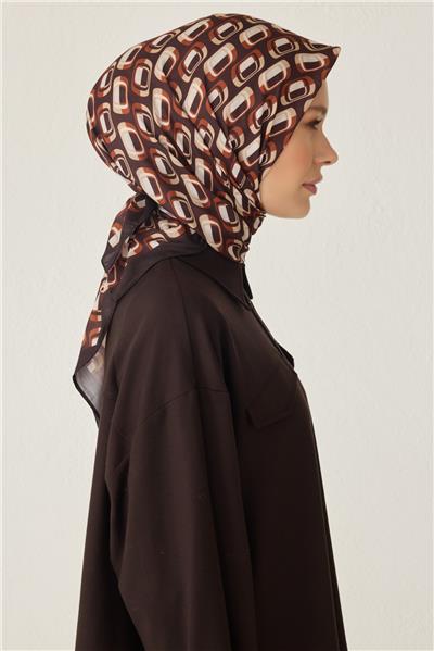 BELLİ GEOMETRİK DESEN PREMIUM SOFT KAHVE EŞARP 3